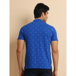 Generic Men's Casual Cotton Printed Mandarin Collar Half Sleeve T-Shirt (Blue)