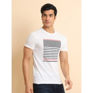 Generic Men's Casual Cotton Printed Round Neck Half Sleeve T-Shirt (White)