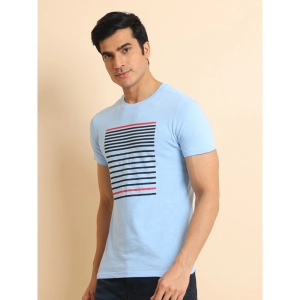 Generic Men's Casual Cotton Printed Round Neck Half Sleeve T-Shirt (Skyblue)