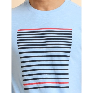 Generic Men's Casual Cotton Printed Round Neck Half Sleeve T-Shirt (Skyblue)