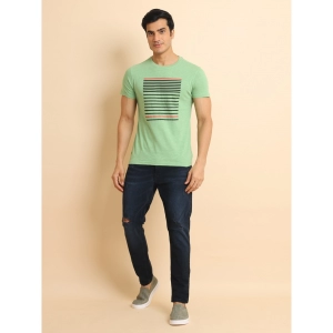 Generic Men's Casual Cotton Printed Round Neck Half Sleeve T-Shirt (Green)