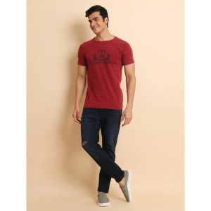 Generic Men's Casual Cotton Printed Round Neck Half Sleeve T-Shirt (Maroon)