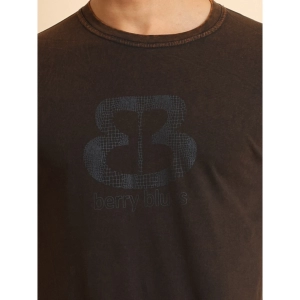 Generic Men's Casual Cotton Printed Round Neck Half Sleeve T-Shirt (Brown)