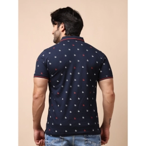 Generic Men's Casual Cotton Printed Polo Neck Half Sleeve T-Shirt (Navy)