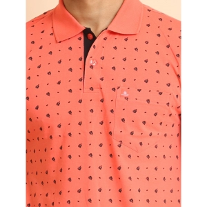 Generic Men's Casual Cotton Printed Polo Neck Half Sleeve T-Shirt (Orange)