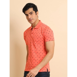 Generic Men's Casual Cotton Printed Polo Neck Half Sleeve T-Shirt (Orange)