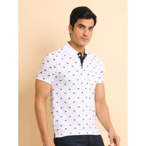 Generic Men's Casual Cotton Printed Polo Neck Half Sleeve T-Shirt (White)