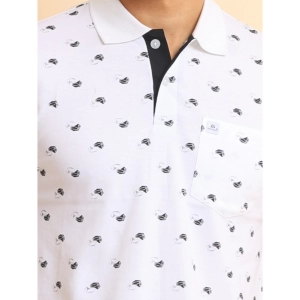 Generic Men's Casual Cotton Printed Polo Neck Half Sleeve T-Shirt (White)