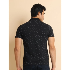 Generic Men's Casual Cotton Printed Polo Neck Half Sleeve T-Shirt (Black)