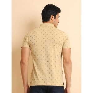 Generic Men's Casual Cotton Printed Polo Neck Half Sleeve T-Shirt (Beige)