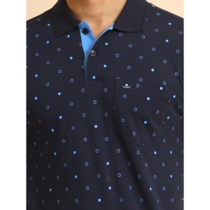 Generic Men's Casual Cotton Printed Polo Neck Half Sleeve T-Shirt (Navy)