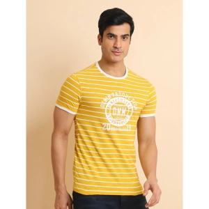 Generic Men's Casual Cotton Printed Round Neck Half Sleeve T-Shirt (Mustard)