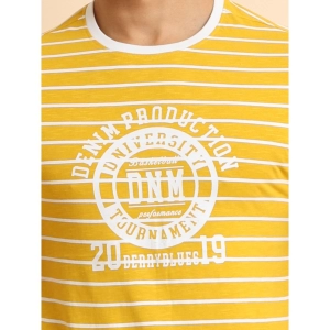 Generic Men's Casual Cotton Printed Round Neck Half Sleeve T-Shirt (Mustard)