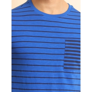 Generic Men's Casual Cotton Printed Round Neck Half Sleeve T-Shirt  (Blue)