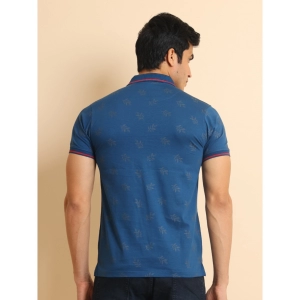 Generic Men's Casual Cotton Printed Polo Neck Half Sleeve T-Shirt (Blue)
