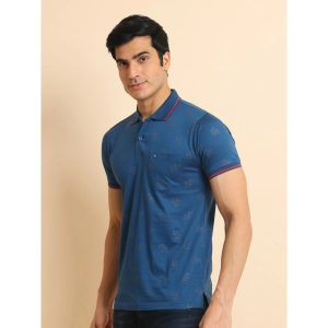 Generic Men's Casual Cotton Printed Polo Neck Half Sleeve T-Shirt (Blue)
