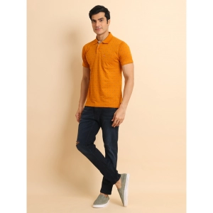Generic Men's Casual Cotton Printed Polo Neck Half Sleeve T-Shirt (Brown)