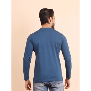 Generic Men's Casual Cotton Solid Round Neck Full Sleeve T-Shirt (Blue)