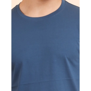 Generic Men's Casual Cotton Solid Round Neck Full Sleeve T-Shirt (Blue)