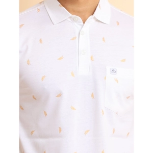 Generic Men's Casual Cotton Printed Polo Neck Half Sleeve T-Shirt (White)