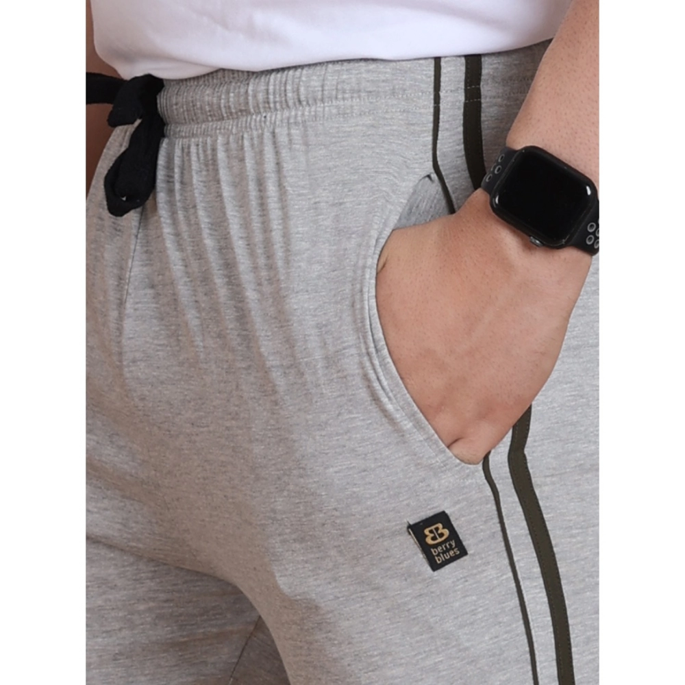 Men's Casual Cotton Striped Full Length Track Pant (Greymelange) Men's Casual Cotton Striped Full Length Track Pant (Greymelange)