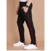 Men's Casual Cotton Striped Full Length Track Pant (Black)