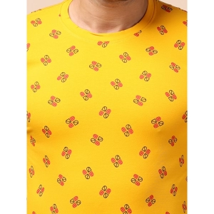 Generic Men's Casual Cotton Printed Round Neck Full Sleeve T-Shirt (Mustard)