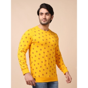 Generic Men's Casual Cotton Printed Round Neck Full Sleeve T-Shirt (Mustard)