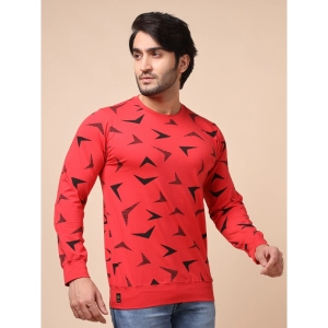 Generic Men's Casual Cotton Printed Round Neck Full Sleeve T-Shirt (Red)