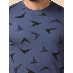 Generic Men's Casual Cotton Printed Round Neck Full Sleeve T-Shirt (Blue)