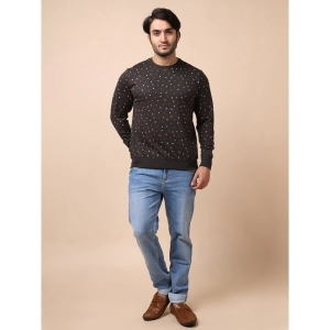 Generic Men's Casual Cotton Printed Round Neck Full Sleeve Sweat T-Shirt (Black)