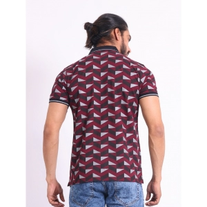 Generic Men's Casual Cotton Printed Polo Neck Half Sleeve T-Shirt (Magenta)