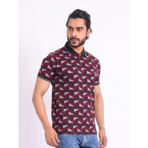 Generic Men's Casual Cotton Printed Polo Neck Half Sleeve T-Shirt (Magenta)
