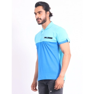 Generic Men's Casual Cotton Printed Polo Neck Half Sleeve T-Shirt (Skyblue)