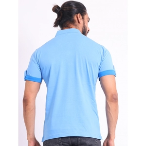 Generic Men's Casual Cotton Printed Polo Neck Half Sleeve T-Shirt (Blue)