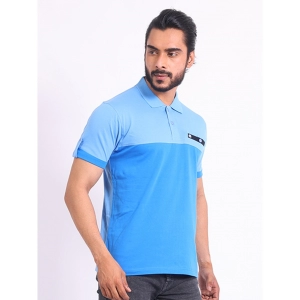Generic Men's Casual Cotton Printed Polo Neck Half Sleeve T-Shirt (Blue)