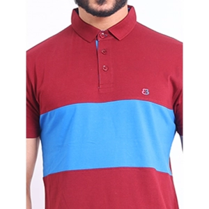 Generic Men's Casual Cotton Printed Polo Neck Half Sleeve T-Shirt (Maroon)