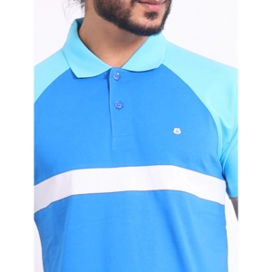 Generic Men's Casual Cotton Printed Polo Neck Half Sleeve T-Shirt (Skyblue)