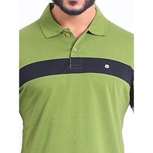 Generic Men's Casual Cotton Printed Polo Neck Half Sleeve T-Shirt (Green)