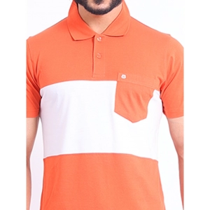 Generic Men's Casual Cotton Printed Polo Neck Half Sleeve T-Shirt (Brown)