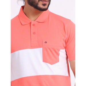 Generic Men's Casual Cotton Printed Polo Neck Half Sleeve T-Shirt (Pink)