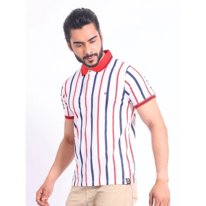 Generic Men's Casual Cotton Printed Polo Neck Half Sleeve T-Shirt (White)