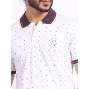 Generic Men's Casual Cotton Printed Polo Neck Half Sleeve T-Shirt (White)