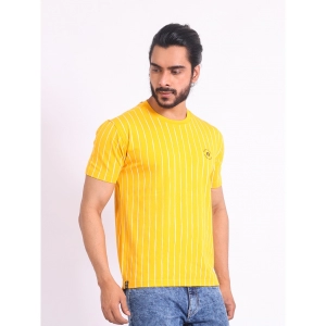 Generic Men's Casual Cotton Printed Round Neck Half Sleeve T-Shirt (Mustard)