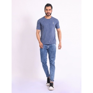 Generic Men's Casual Cotton Printed Round Neck Half Sleeve T-Shirt (Blue)
