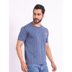 Generic Men's Casual Cotton Printed Round Neck Half Sleeve T-Shirt (Blue)