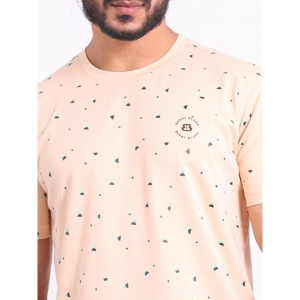Generic Men's Casual Cotton Printed Round Neck Half Sleeve T-Shirt (Peach)