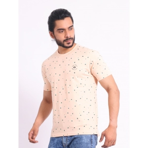 Generic Men's Casual Cotton Printed Round Neck Half Sleeve T-Shirt (Peach)