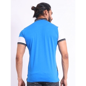 Generic Men's Casual Cotton Printed Polo Neck Half Sleeve T-Shirt (Blue)