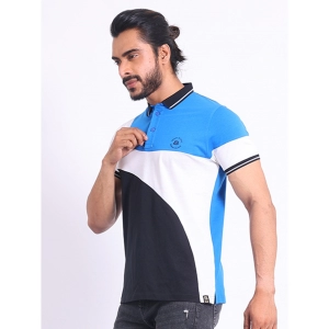 Generic Men's Casual Cotton Printed Polo Neck Half Sleeve T-Shirt (Blue)